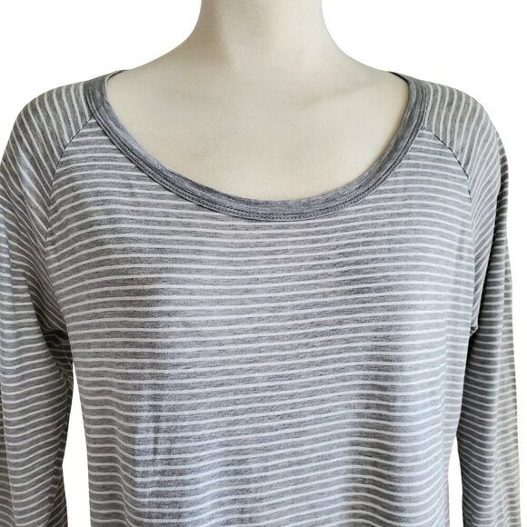 James Perse Striped 3/4 Sleeve Top Gray + White stripes Ragland Cut Size 2 (M) - Picture 3 of 16